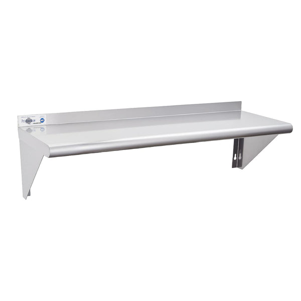Profeeshaw NSF Stainless Steel Shelf 12” x 72”, 345 lb Commercial Shelves Wall Mounted Metal Shelving with Backsplash and 2 Brackets for Restaurant, Bar, Utility Room, Kitchen and Garage
