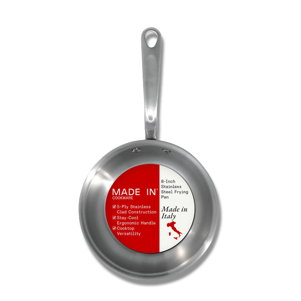 Made In Cookware - 12-Inch Stainless Steel Frying Pan with Lid - 5 Ply Stainless Clad - Professional Cookware - Made in Italy - Induction Compatible