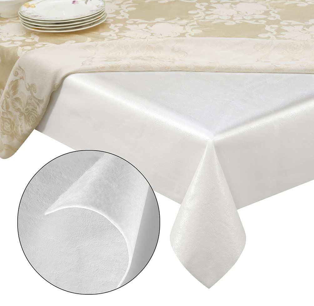 Premium Table Pad Protector Superior Protection from Spills, Scratches & Heat- Reusable Vinyl Table Cloth with Cushion Flannel Backing (52" Round)
