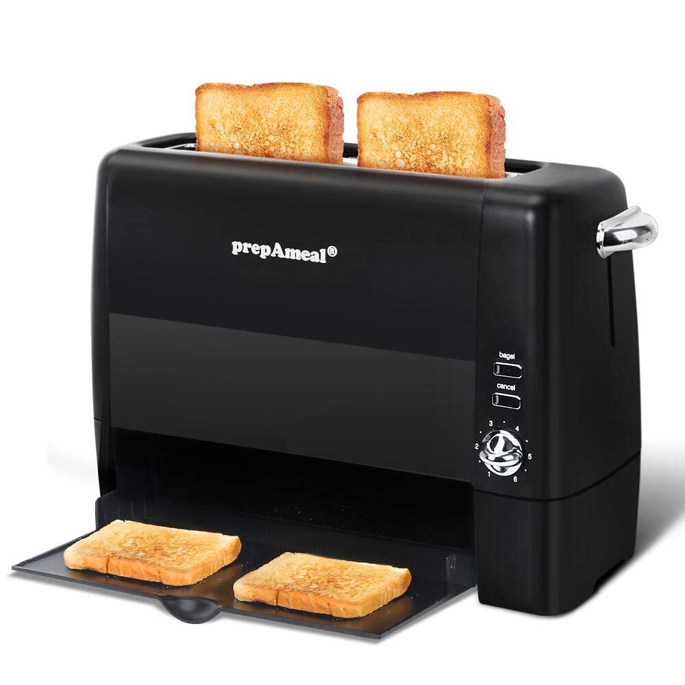 Long Slot Toaster 2 Slice Toaster with 6 Shade Settings, Bagel/Cancel, Extra Wide Slots, Removable Crumb Tray, for Bagels, Waffles, Breads, Puff Pastry, Snacks (2-Slice, Black)