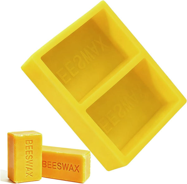 Silicone Beeswax Mold with Makes 2 x 1 lb Blocks, Reusable Silicone Molds with The Word Beeswax Embossed, Reusable Beeswax Bar Mold for DIY Soap, Candle, Wax Block Crafting, Reusable, Easy Release
