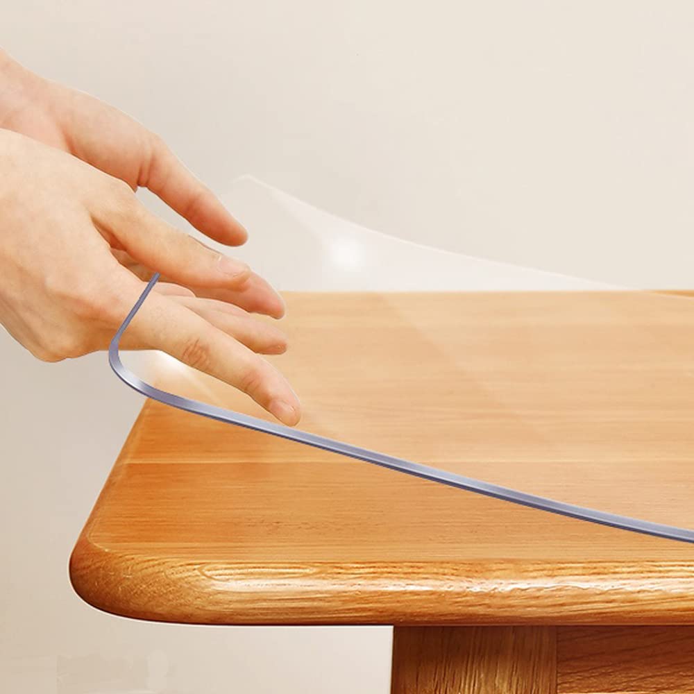 34x60 Transparent Table Protector Tablecloth Cover Desk Top Pad Mat for Glass Furniture Coffee Marble End Bed Sofa Side Bistro Bar Corner Night Stand Dinner Dining Room Table Thick Plastic PVC Vinyl