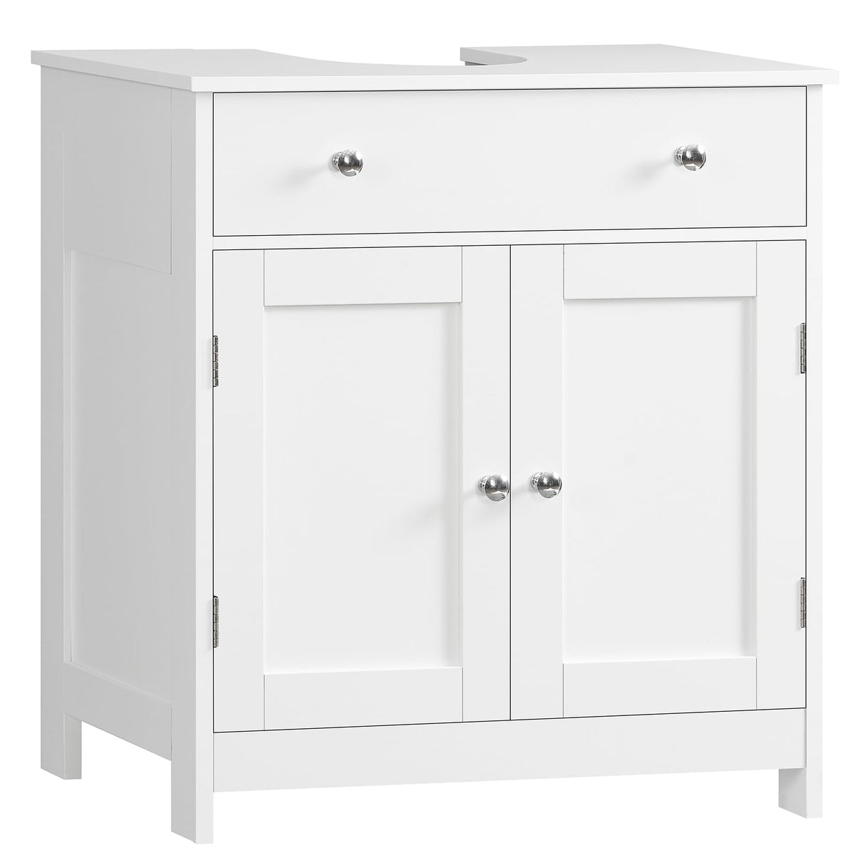 TEENFON 35.4" Pedestal Sink Storage Cabinet with 2 Doors and 5 Shelves, Bathroom Sink Cabinet, Under Sink Storage with U-Shape Cut-Out, White