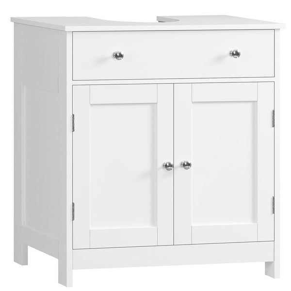 TEENFON 35.4" Pedestal Sink Storage Cabinet with 2 Doors and 5 Shelves, Bathroom Sink Cabinet, Under Sink Storage with U-Shape Cut-Out, White