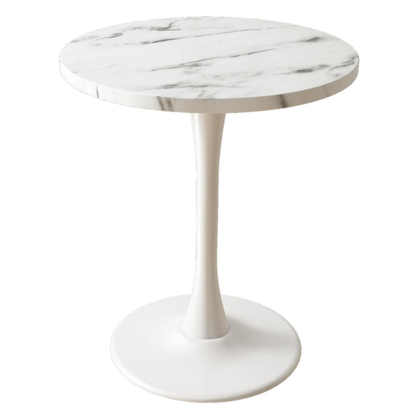 Round Dining Table 31.5" Circle Tulip Table with Wood Thickened Tabletop & Sturdy Metal Pedestal Mid Century Modern Leisure Bistro Kitchen Tables 4 People Small Places Living Room Cafe,White
