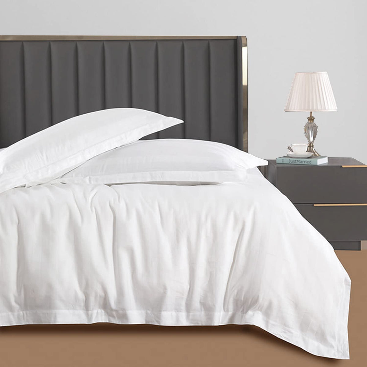 Duvet Cover Set, 3-Sided Zipper Duvet Cover, 100% Cotton, 3 Pieces with Duvet Cover, Two Pillowcases, Triple-Zip System (King + 2 Pillow Shams)