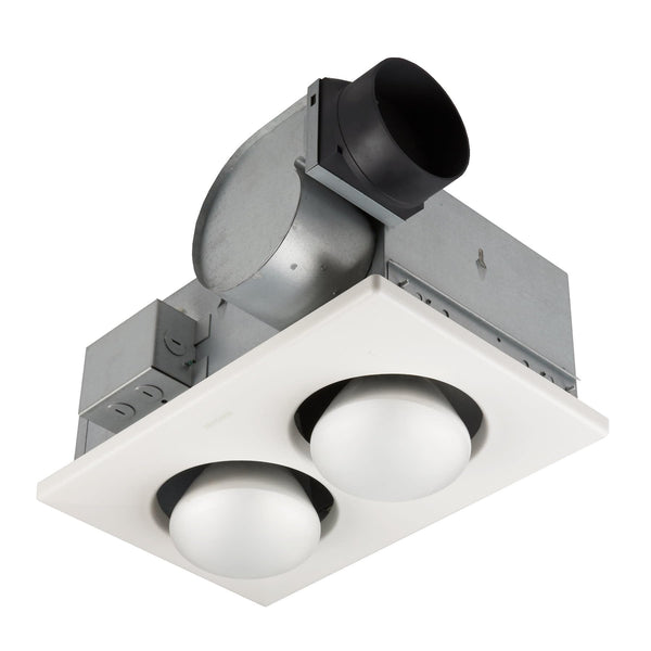 Broan-NuTone 164 Type IC Infrared Two-Bulb Ceiling Heater with Fan, 250 Watt, White