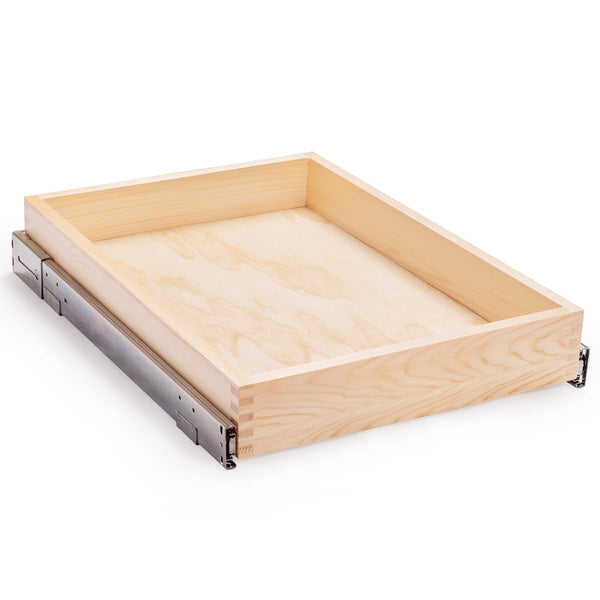 Mulush 13”W x 21”D x 3”H Soft Close Slide Out Wood Drawer Organizer for Kitchen, (Cabinet Opening Width>14.5 inches for Bottom Assembly, Width= 14 inches for Side Assembly)