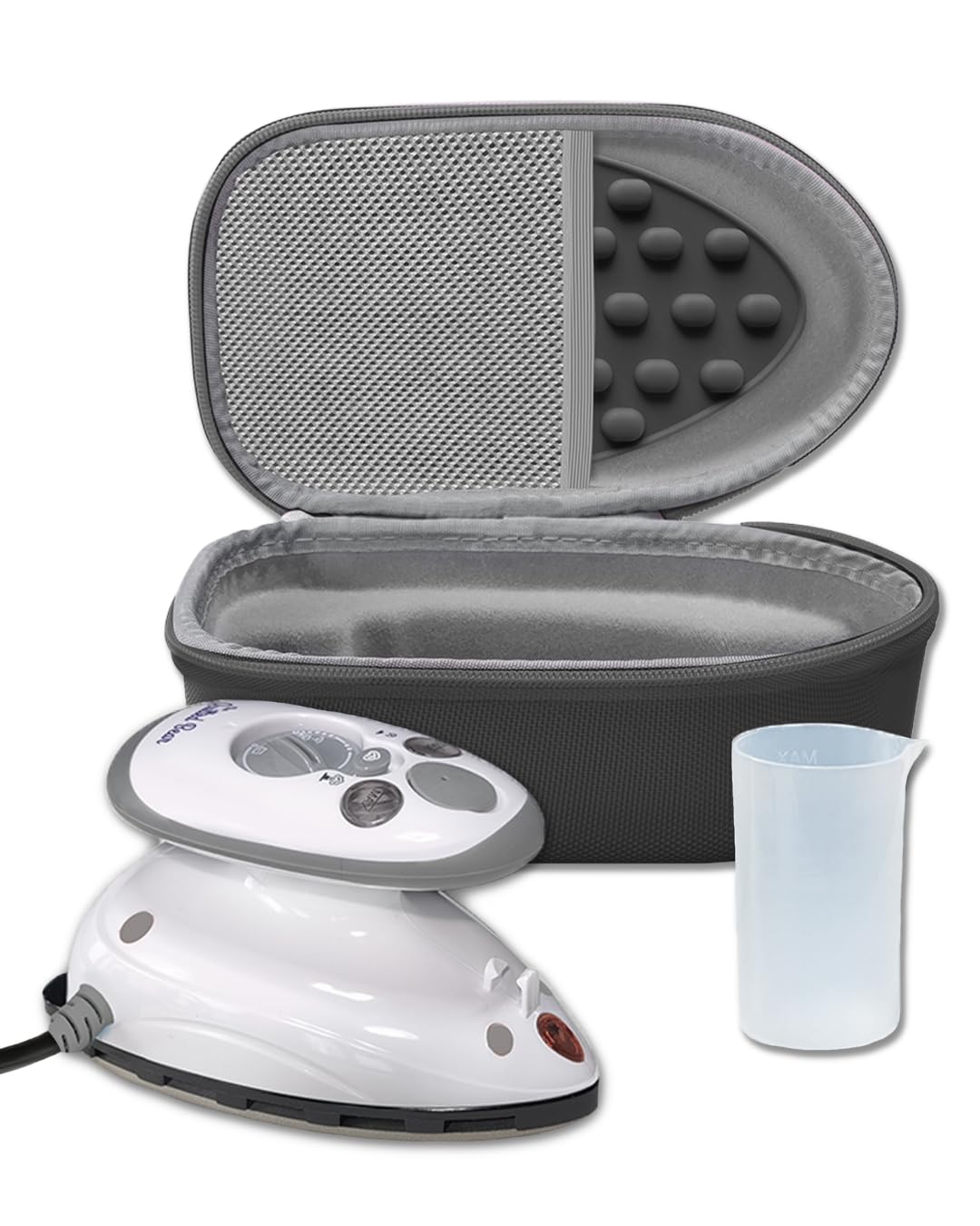 The Quilted Bear Premium Mini Steam Iron - Lightweight Mini Travel Iron for Effortless Quilting & Wrinkle-Free Clothes with Carry Case & Iron Rest Set - Travel Steamer for Clothes & Crafts (Pink)