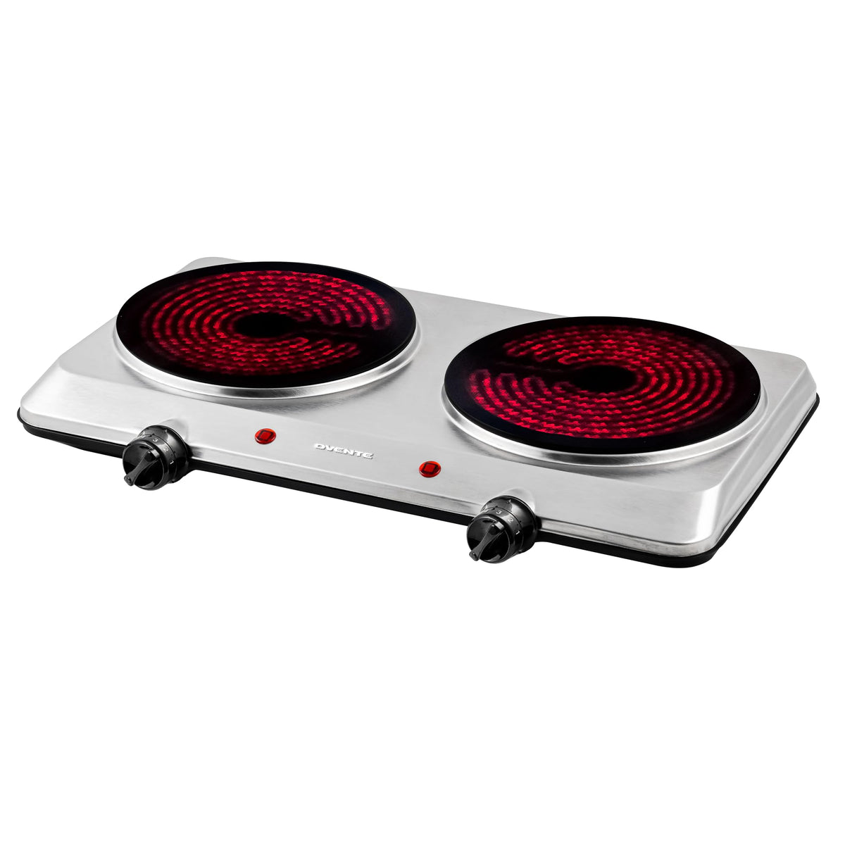 Ovente Electric Single Infrared Burner 7.5 Inch Ceramic Glass Hot Plate Cooktop with 6 Level Temperature Control & Easy Clean Stainless Steel Base, Portable Stove for Home Dorm Office, Black BGI201S