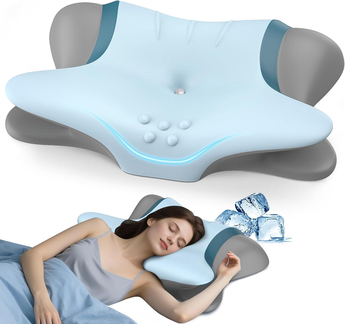 Cervical Neck Pillow for Pain Relief - Ergonomic Side Sleeper Pillow for Neck Support, Orthopedic Memory Foam Pillows for Sleeping, Contour Cervical Pillow Bed Pillow for Back Stomach Sleepers