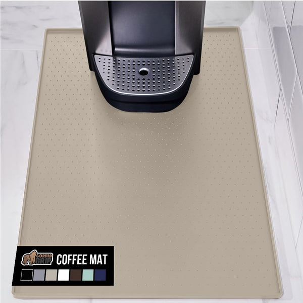 GORILLA GRIP Silicone Coffee Mat, 15x23, Espresso Drink Bar Station Accessories, Waterproof Heat-Resistant Dish Drying Mats, Stay in Place on Kitchen Counter, Home Kitchen Décor Essentials, Black