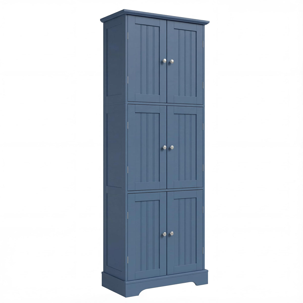 ChooChoo Tall Bathroom Storage Cabinet with 6 Doors, Freestanding Floor Cabinet with Adjustable Shelves, Blue Pantry Cabinet for Bathroom, Kitchen, Laundry Room