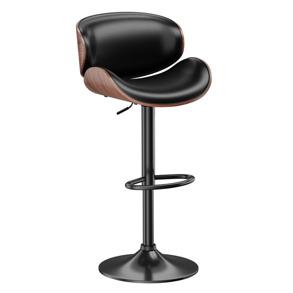 Bar Stools, Adjustable Swivel Leather Bar Stools for Kitchen Island, Mid Century Modern Counter Height Bar Chairs Barstools with Back & Footrest (Grey 1PCS)