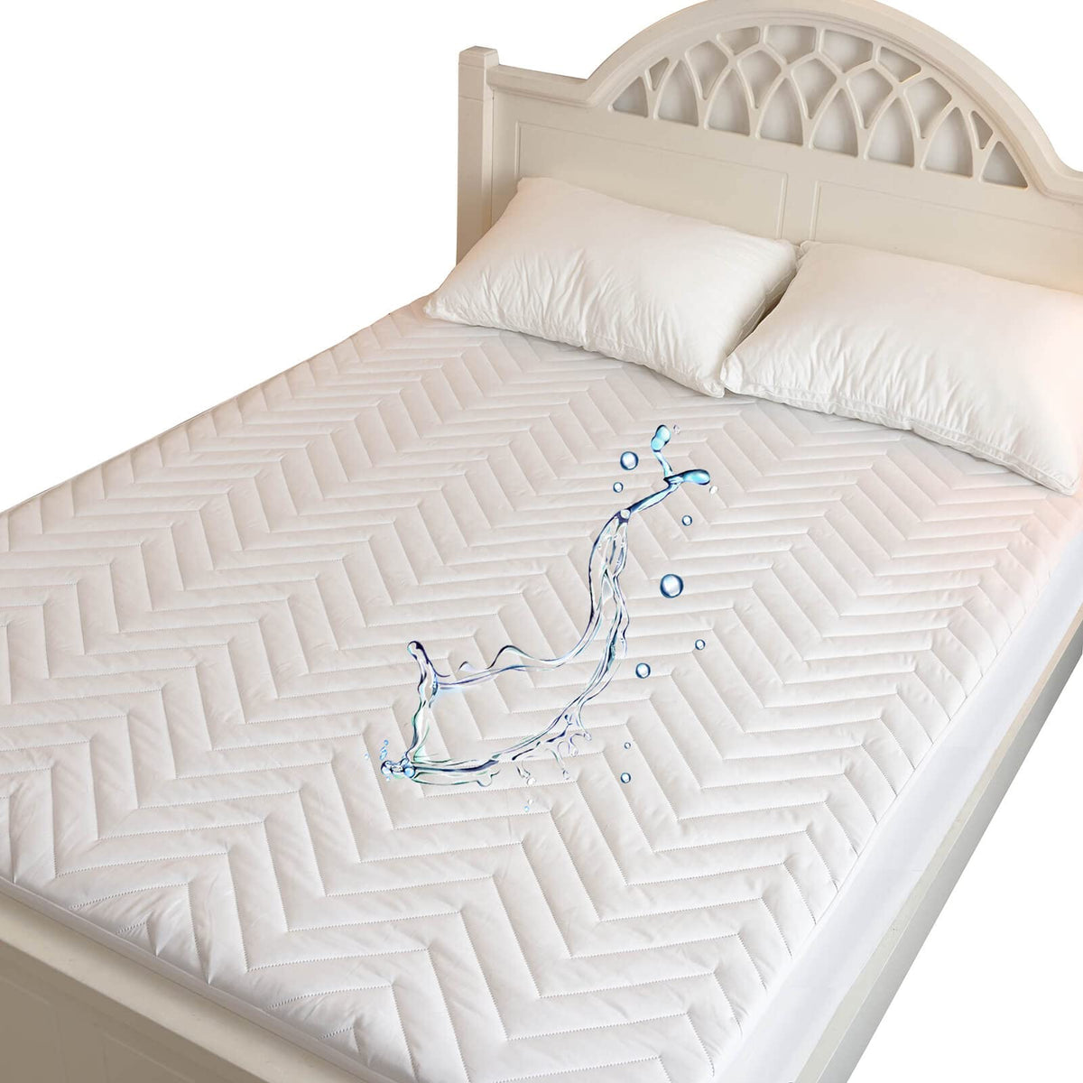 Kingnex Waterproof Quilted Mattress Protector Pad Fitted Padded Matress Cover with Deep Pocket King Size