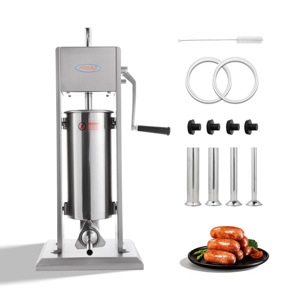 Hakka 11 Lb/5 L Sausage Stuffer 2 Speed Stainless Steel Vertical Sausage Maker by HAKKA BROTHER