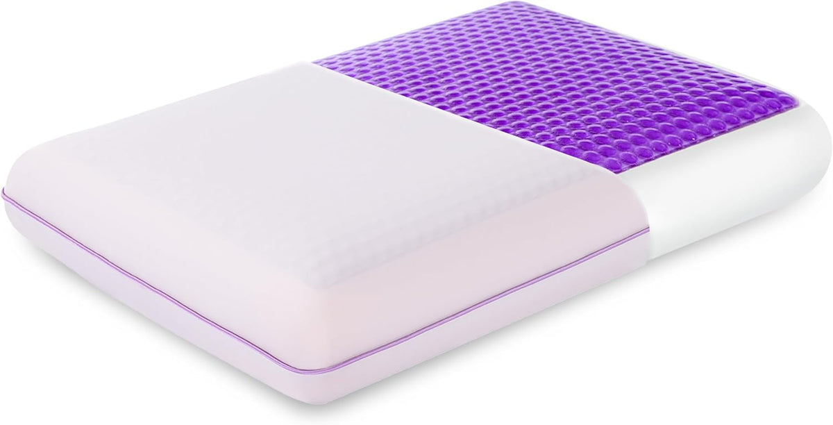 EGOHOME Cooling Memory Foam Pillow with Two-Sided Reversible Cover, Neck Support for Back, Stomach, and Side Sleepers, Washable Removable Cover, All-Season Comfort, Purple