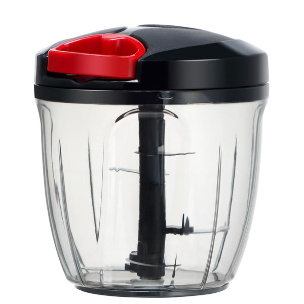 Ourokhome Hand Pull Food Processor - Portable Manual String Vegetable Chopper Small Kitchen Speed Mincer for Veggie, Garlic, Onion, Ginger, etc., 2 cup, Black,550ml