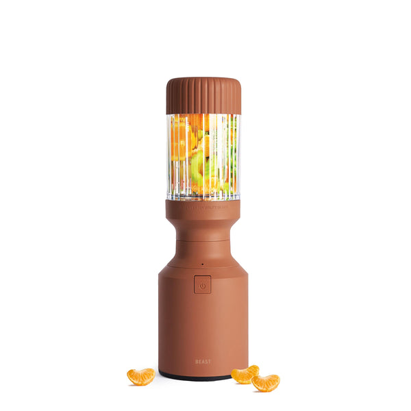 The Beast Mini Blender | Mini Countertop Kitchen Blender | Blend Smoothies and Shakes, Dressings, Sauces, Dips | Straw Cap and Straws Included | 600W (Terra)