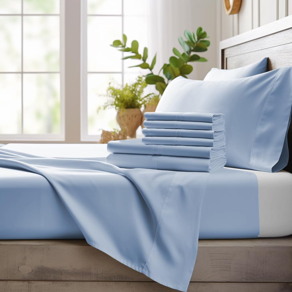 Bamboo Bay Luxury Bamboo Sheets Full Size Bed - 6 Piece Ultra Soft Cooling Sheets Full Size for Hot Sleepers - 100% Organic Bamboo Full Size Sheet Sets Fits Up to 16" Deep Pocket - Full - Dark Grey