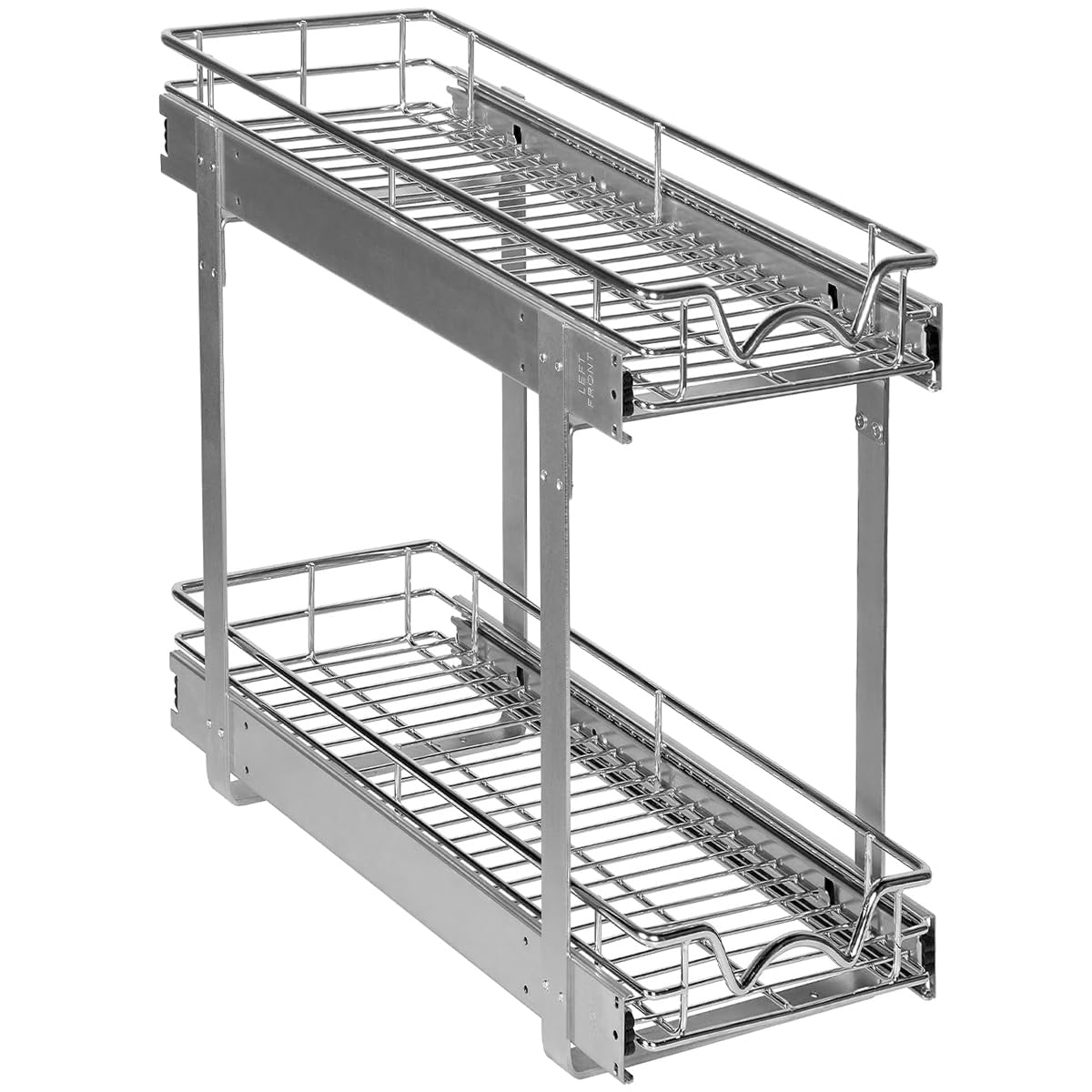 2-Tier Pull-Out Cabinet Organizer with Heavy-Duty Steel Frame, Full-Extension Sliding Shelves, Holds 100 lbs, Easy Install for Kitchen, Pantry & Under Sink Cabinets, 17" W x 21”D x 16.5" H
