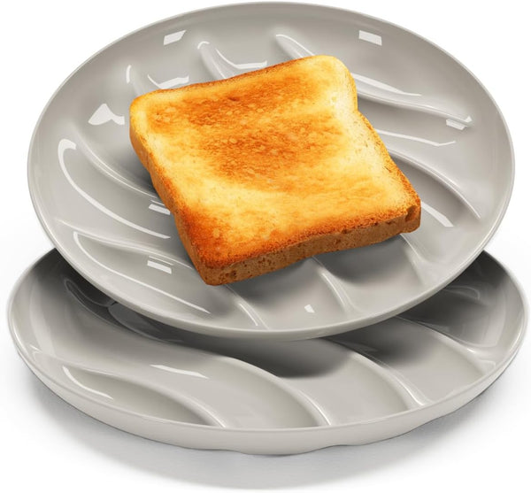 Toast and sandwich dinner plates. Reusable, unbreakable. Works for: Appetizers, pastries, pizza, tacos, grilled cheese. 8.5 inch. Set 2pcs