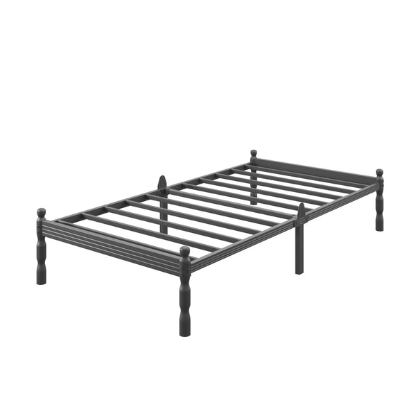 18 Inch Queen Bed Frame with Mattress Slide Stopper, Queen Size Bed Frame, Vintage Style, Heavy Duty Steel Slats, No Box Spring Needed, Noise-Free