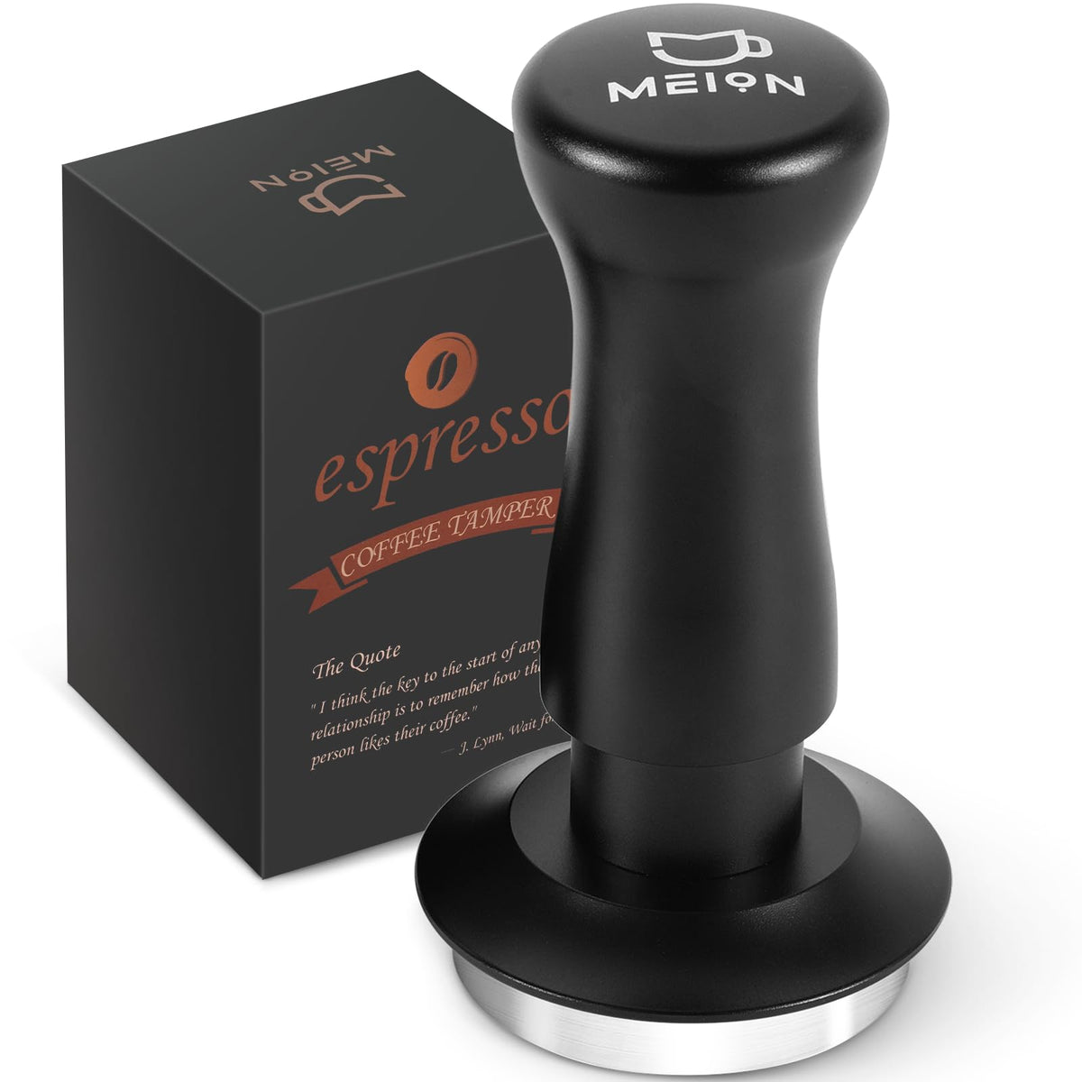MEION Espresso Tamper 58.5mm Coffee Tamper, Calibrated Dual Spring Loaded Barista Tamper with Stainless Steel Base, Comes with aluminum storage pad (58.5MM, Silver)