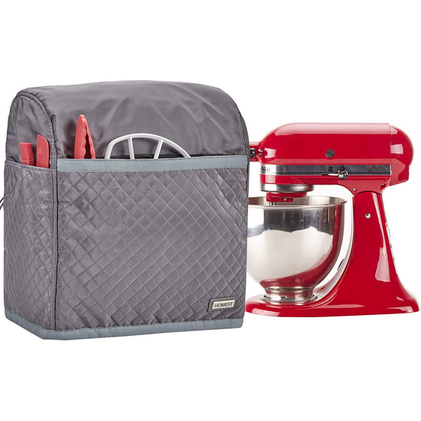 HOMEST Stand Mixer Dust Cover Compatible with KitchenAid 5/4.5 Quart Bowl Lift, Zipper Pocket for Various Kitchen Appliance Accessories, Red (Patent Design)