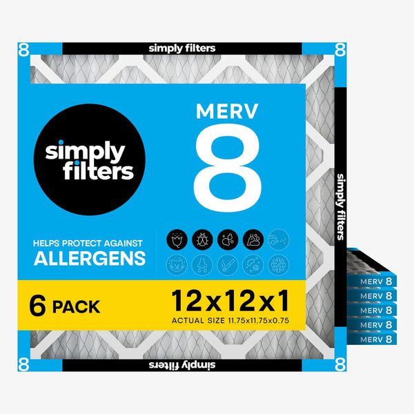 Simply 24x30x1 Air Filter, Merv 8, 6 Pack, For Home AC Furnace & HVAC (Actual Size: 23.94"x29.94"x0.75") DUST, Pet & Allergy Control,