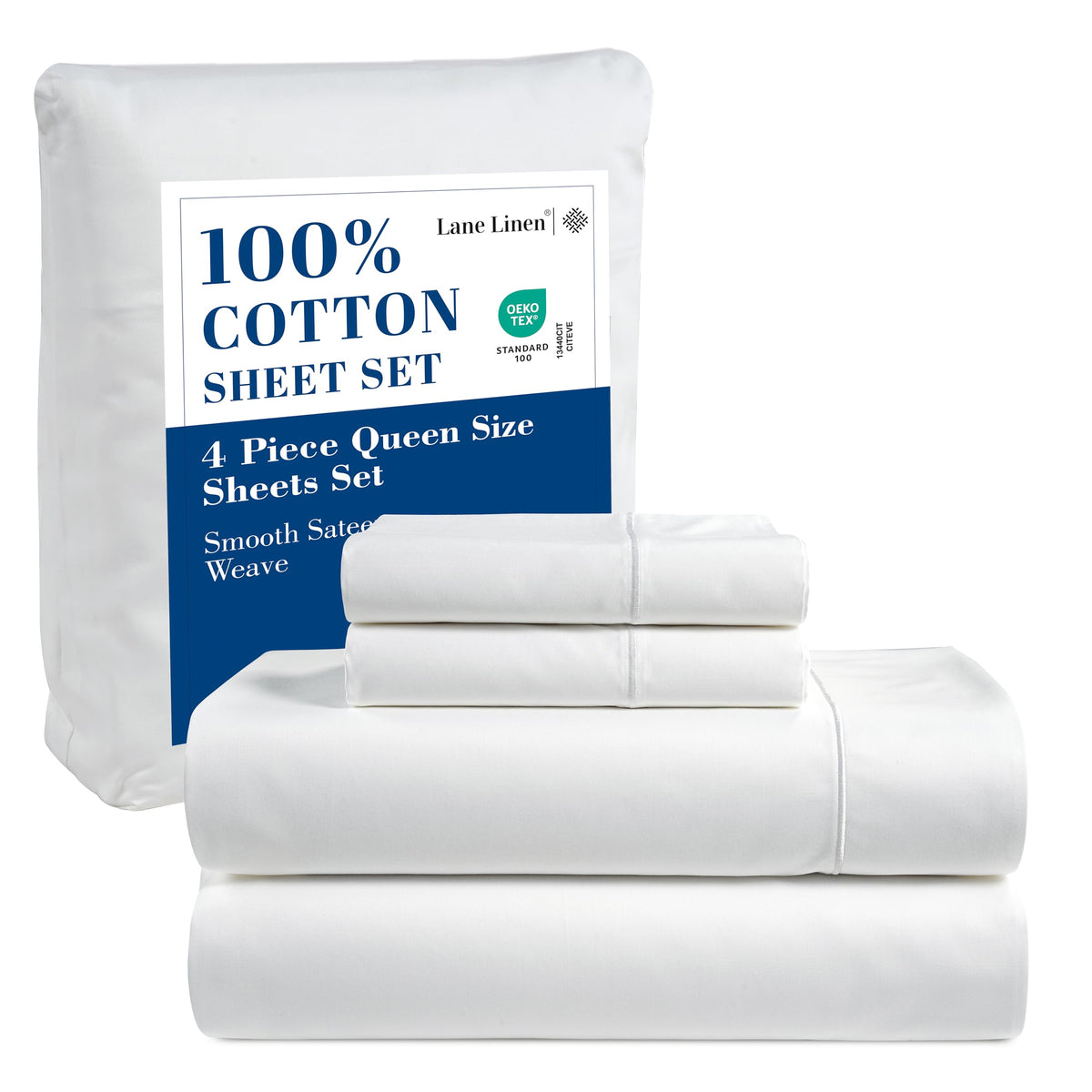 LANE LINEN 100% Mercerized Cotton 600 Thread Count 5 Pc Split King Sheets Set, Luxury Sateen Weave, Low Pilling Machine Washable Fade Resistant Split King Sheet, Machine Washable - Mineral