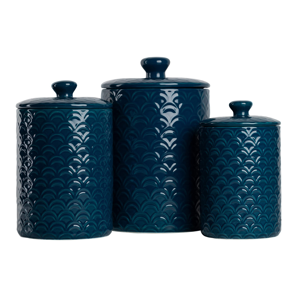 10 Strawberry Street Kitchen Canister, 3 Piece Set, Marquis Blue
