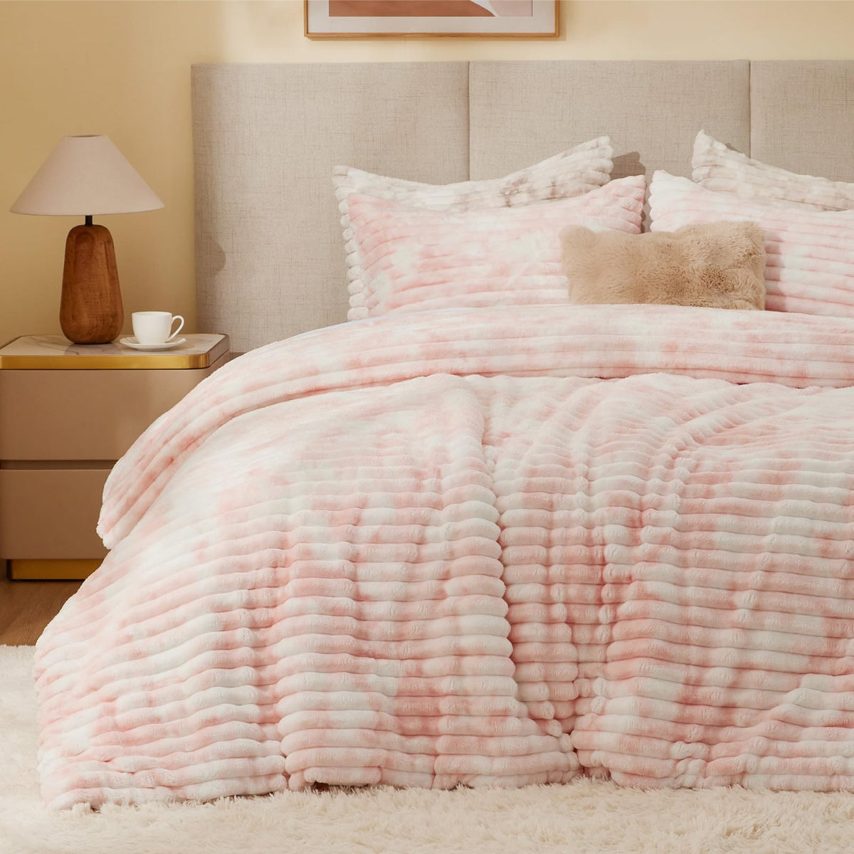 BEDELITE Fleece Twin Comforter Set -Super Soft & Warm Fluffy Burnt Orange Bedding, Luxury Fuzzy Heavy Bed Set for Winter with 1 Pillow case