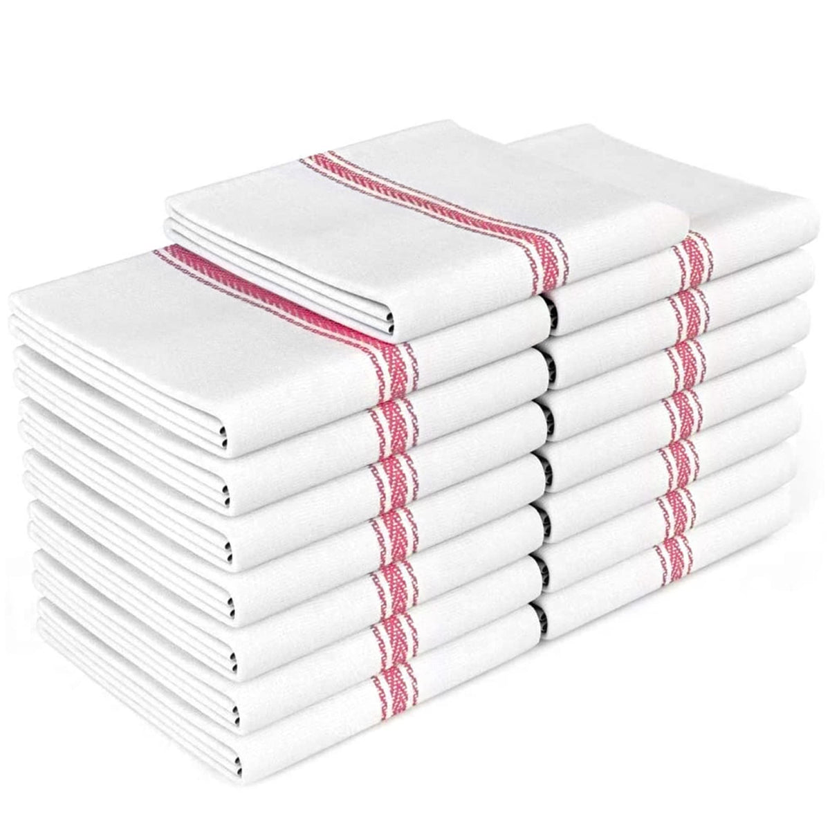 Zeppoli Classic Kitchen Towels, 15-Pack, 100% Natural Cotton, 14 x 25 inches (15 Pack)