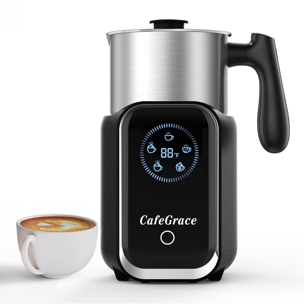 Milk Frother Electric, 5-in-1 Milk Steamer 600ML/20oz, 550W Split Stainless Steel Automatic Foamer, Smart Touch Control Milk Warmer, Hot & Cold for Coffee, Chocolate, Latte Cappuccino