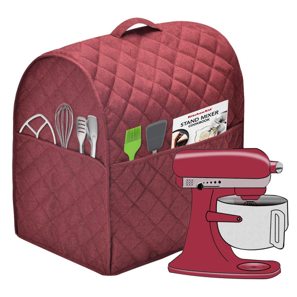 Stand Mixer Dust Cover with 3 Pockets Compatible with KitchenAid Tilt Head, Easy Cleaning ，Can Ironable (Dark Gray, Fits for 6-8 Quart)