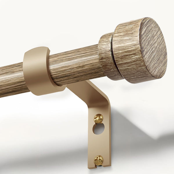 Walnut wood grain curtain rods, set of 2