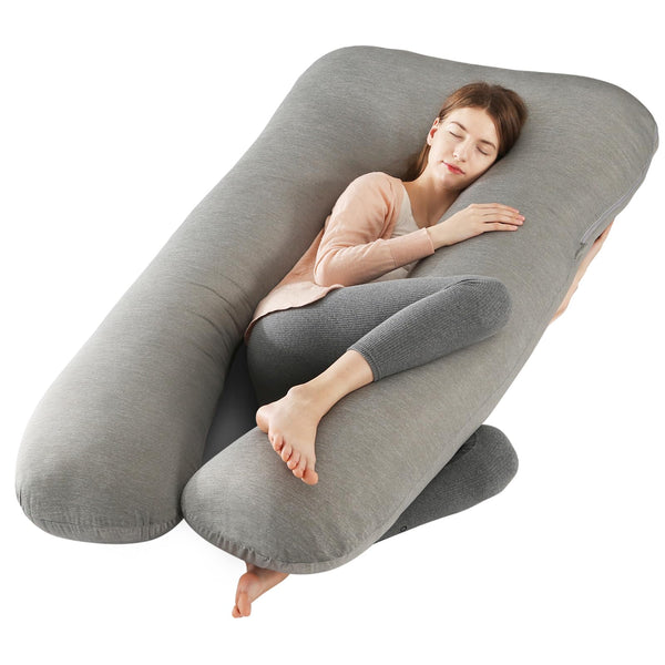 Amagoing Cooling Pregnancy Pillow for Sleeping, U Shaped Maternity Full Body Pillow for Women with Hip, Leg, Back Pain Support, Removable Cooling Cover Included (Pink)