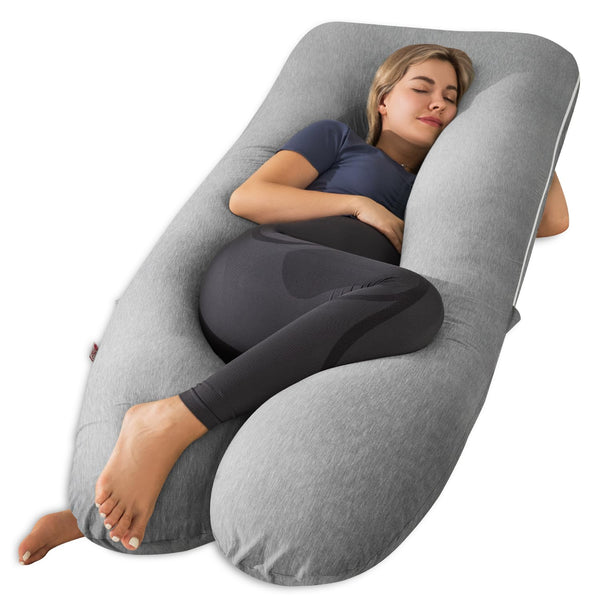 Meiz Pregnancy Pillow, U Shaped Full Body Pillow, Pregnancy Pillows for Sleeping, Maternity Pillow for Pregnant Women with Removable Velvet Cover (60 Inch, Gray)