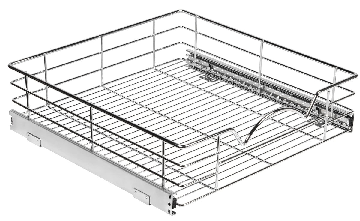 HOLDN’ STORAGE Heavy-Duty Premium Collection Pull Out Cabinet Organizer, Cabinet Drawer Slide Outs, Lifetime Limited Warranty - Basket Size 30" W x 21" D x 5" H, Anti-Rust Chrome Finish