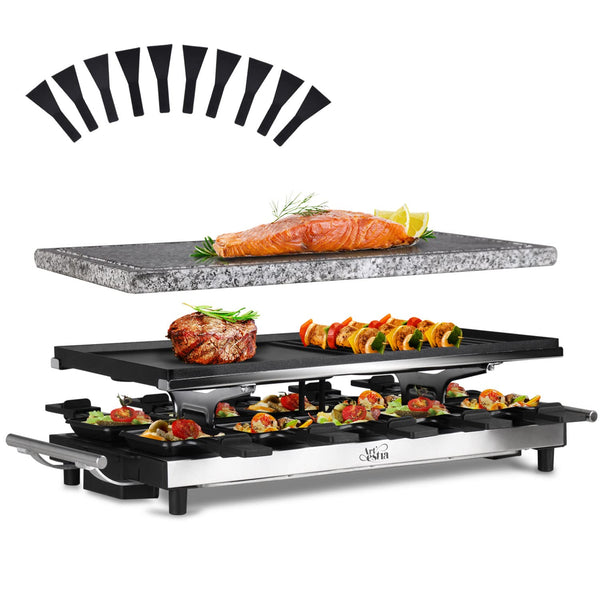 Artestia Electric Indoor Grill, 2 in 1 Korean BBQ Grill, 8 Paddles, 1200W with Grill Stone and Non-Stick Reversible Plate for Parties and Family