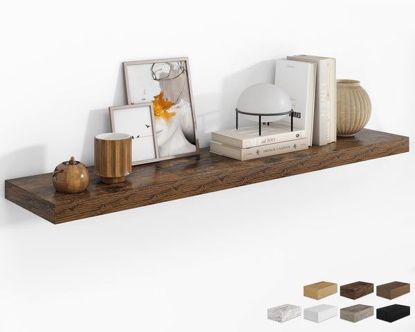 RICHFOCUS 48Inch Floating Shelves for Wall 1 Pack Shelves for Bedroom|Kitchen|Bathroom Wall Mounted Rustic Wood Floating Shelf with Invisible Brackets for Books|Storage|Decor, Oak