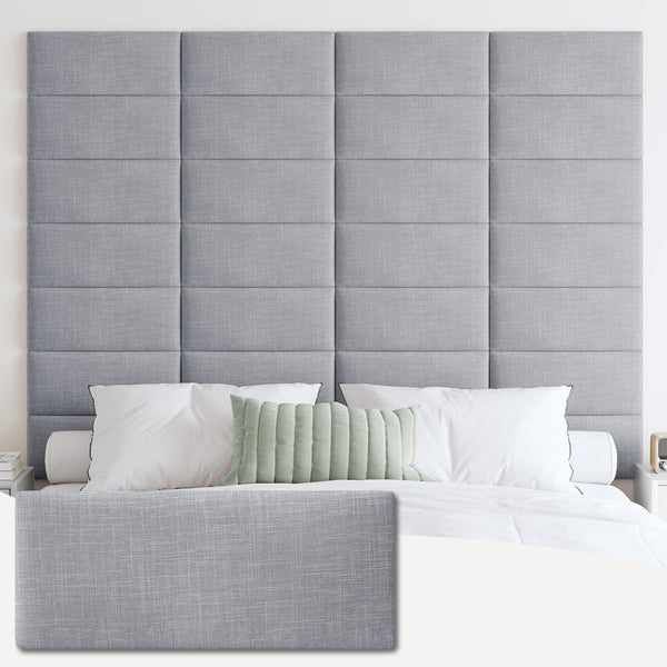 IFNOW Upholstered Wall Mounted Headboard, 3D Soundproof Wall Panels Peel and Stick for King Size, Reusable and Removable Tufted Bed Headboard in Grass Green (12 Panels, 10" x 24")
