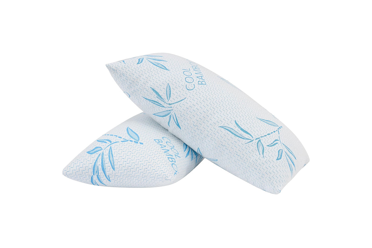 2 Pack Standard Size Rayon Derived from Bamboo Pillow for Sleeping, Cooling Shredded Memory Foam Adjustable Bed Pillow with Hypoallergenic, Removable/Washable Cover