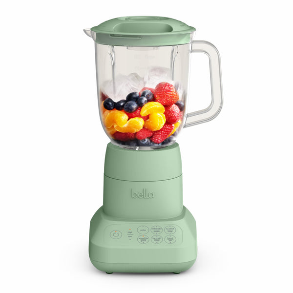 Bella 10-Speed Countertop Blender, Juicer and Smoothies, Fits Anywhere™, Slim Design with Lid and Lid for Dishwasher Stainless Steel Carafe, 450W, Surf