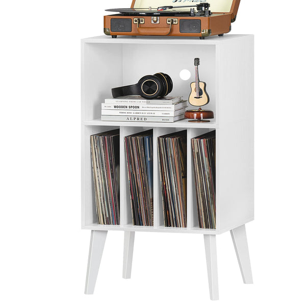 Lerliuo Record Player Stand, Burlywood Turntable Stand Holds up to 160 Albums, Mid-Century Vinyl Storage Cabinet Table with Solid Wood Legs, Record Player Holder Dispaly Shelf for Bedroom Living Room