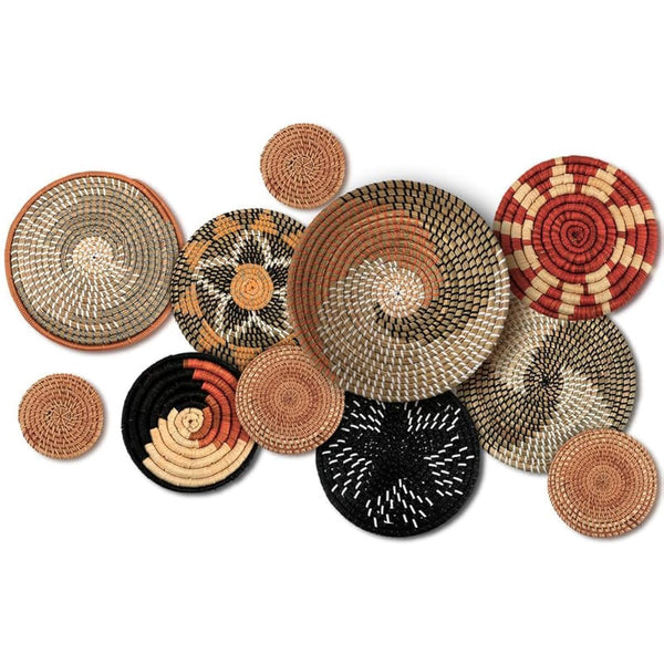 Tatuo 11 Pcs Boho Wall Basket Decor Decorative Bulrush Woven Basket Wall Decor Art Round Farmhouse Hanging Baskets for Kitchen Rustic Home Summer Decorations, Multi Sizes(Farmhouse)