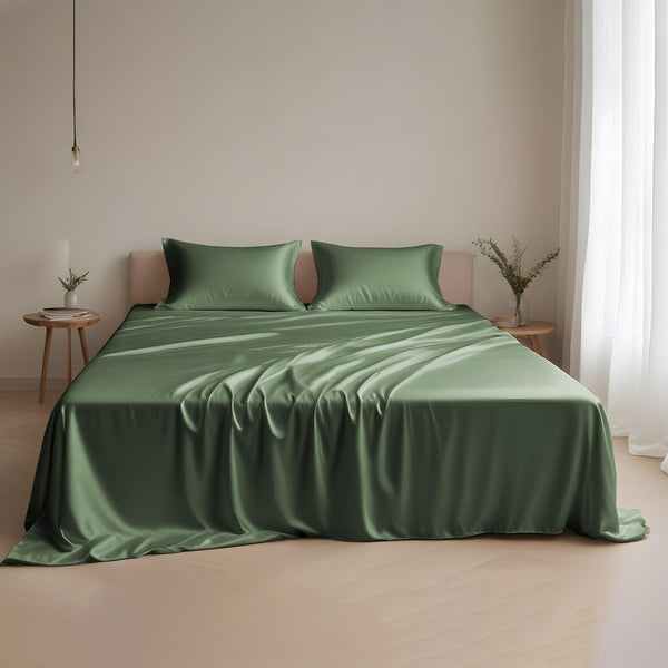 LINENWALAS 100% Tencel Lyocell Bed Sheets Set 4PC- Softest Cooling Eucalyptus Sheets (Full, Charcoal Gray)