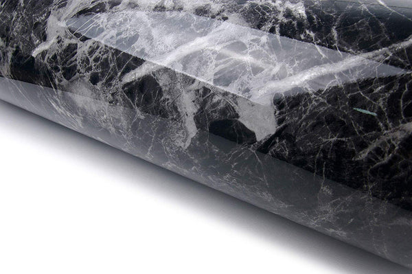 Very Berry Sticker Marble Peel and Stick Wallpaper (Black, 61 x 300cm) Premium Vinyl Wrap for Countertops, Bathroom Vanities & Cabinets, Renter Friendly, Waterproof Contact Paper