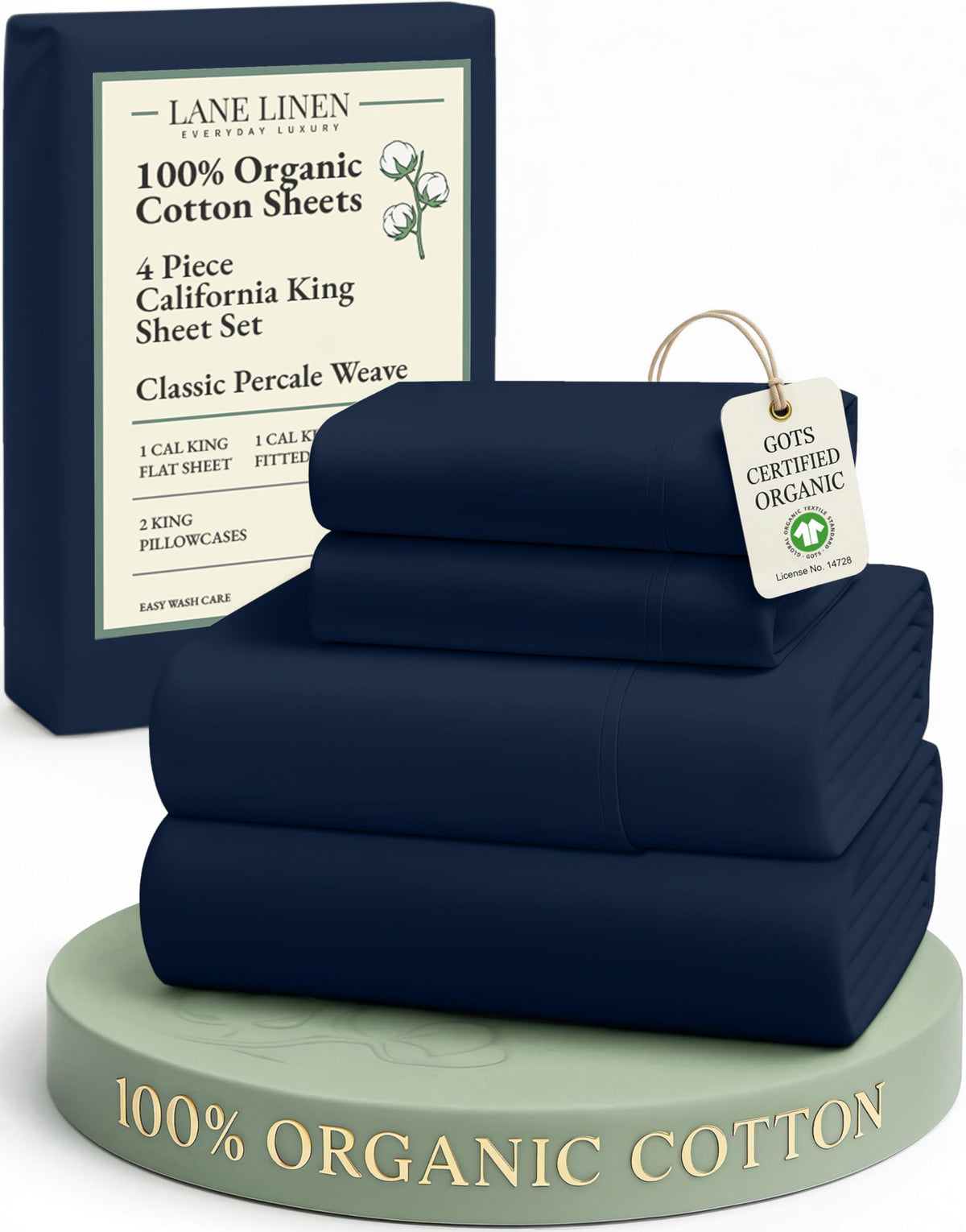 Lane Linen 100% Organic Cotton Twin XL Sheet Set – 3 Piece Percale Bedding, Soft & Breathable, Deep Pocket Fits 15” Mattress, Durable & Long-Lasting Twin Bed Sheets – Linen